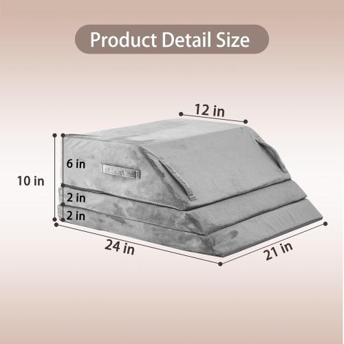 Wedge Pillow for Sleeping, Bed Wedge Pillow for After Surgery 3-Height Memory Foam Leg Elevation Pillow for Swelling Back Pain Relief Sciatica Knee Ankle Pain Bed Support Legs 6-10”