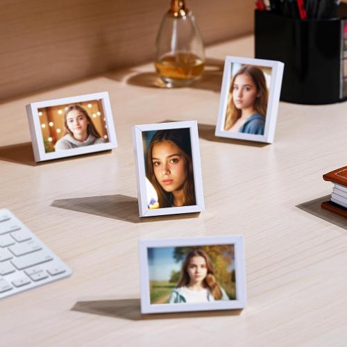 Small Picture Frames, Mini Size Baby Photo Frame, 2x3'', Set of 6, For Tabletop Home Decor, Polaroid Picture Frame with Soft Magnet, Cute Refrigerator Magnets, White