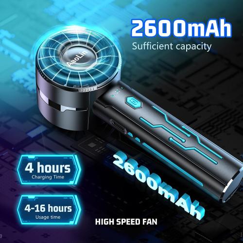 AaoLin 2pcs Portable Handheld Turbo Fan with 7000rpm High-Speed Motor USB Rechargeable Cooling Personal Fan 4-Speed, 4-16H Runtime, with Lanyard for Outdoor Travel, Women, Kids, Summer Gift