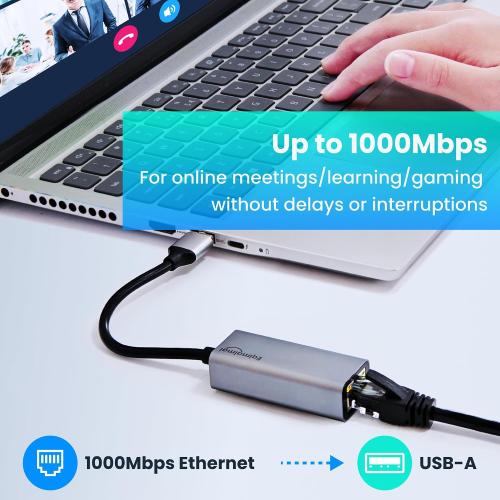 USB A to ethernet Adapter，USB 3.0 Gigabit to ethernet Adapter Compatibility 100/1000MBPS,Compatible with Windows, Mac OS, Linux, PC, Laptops, and More