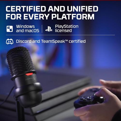 HyperX SoloCast – USB Condenser Gaming Microphone, for PC, PS4, PS5 and Mac, Tap-to-Mute Sensor, Cardioid Polar Pattern, great for Streaming, Podcasts, Twitch, YouTube, Discord,Black