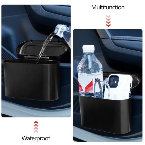 NBTEPEM Car Trash Can with Lid -  Mini Auto Garbage Can , Automotive Garbage Container Bin, Multipurpose Organizers and Storage for Car, Home, Office (Black)