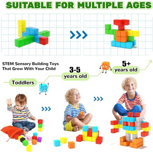 40pcs Magnetic Blocks for Toddler Toys, Magnetic Cubes Building Blocks Classroom Must Haves, STEM Preschool Sensory Magnet Toys for 3 4 5 6 Year Old Boys and Girls