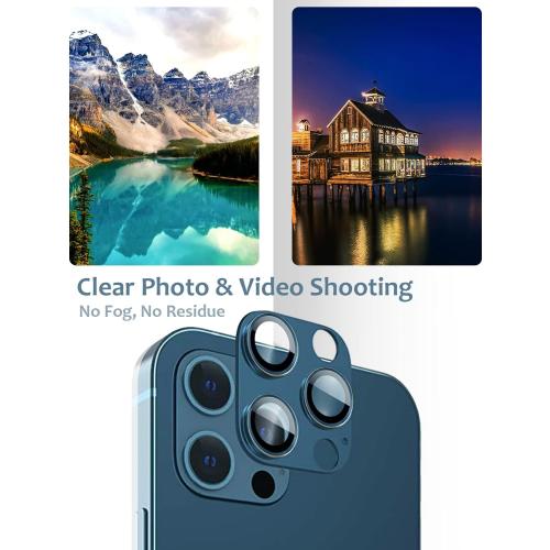 [2 Pack] Tamoria Compatible for iPhone 12 Pro Max Camera Lens Protector Metal Plus Tempered Glass Camera Cover Oneness Design, Support LIDAR Scanner, Explosion-Proof Accessories Blue