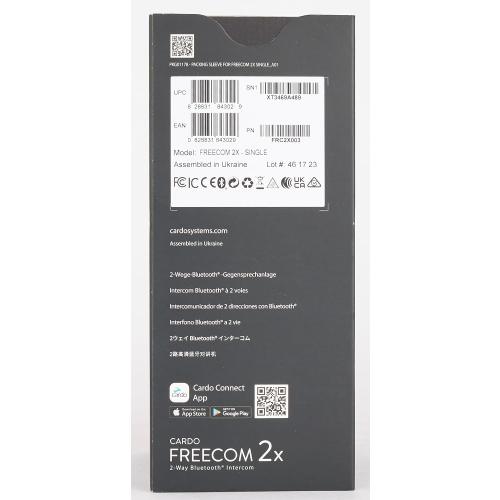 Cardo Systems FREECOM 2X Motorcycle 2-Way Bluetooth Communication System Headset - Black, Single Pack