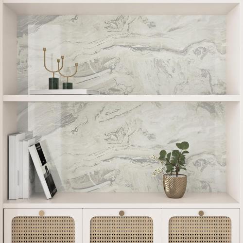 Beige/Silver Peel and Stick Marble Wallpaper for Bathroom Kitchen Backsplash Glossy Marble Contact Paper for Countertops Granite Wallpaper Adhesive Countertop for Table Shelf Liner Decor 24''x315''