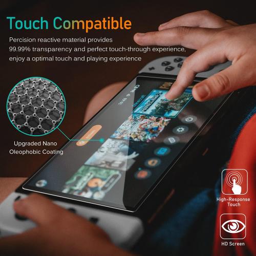 ivoler 4-Pack Tempered Glass Screen Protector Designed for Nintendo Switch OLED Model 2021&2023 with [Alignment Frame] Transparent HD Clear[Updated Version] Screen Protector for Switch OLED 7''