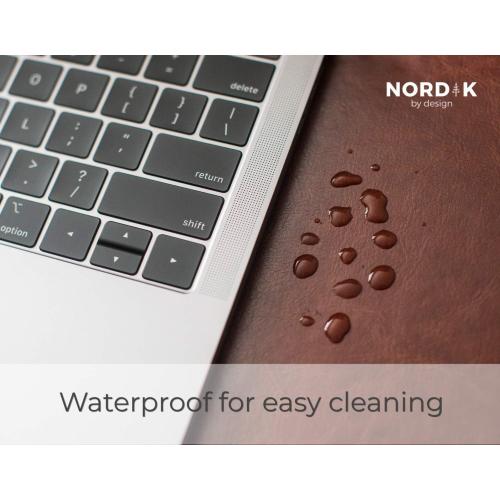 Nordik Leather Desk Mat - Whiskey Brown - Cable Organizer - Premium Mouse Mat & Desk Pad Protector - 35 X 17 Inch - Felt Vegan Leather - Large Office Mouse Pad & Blotter