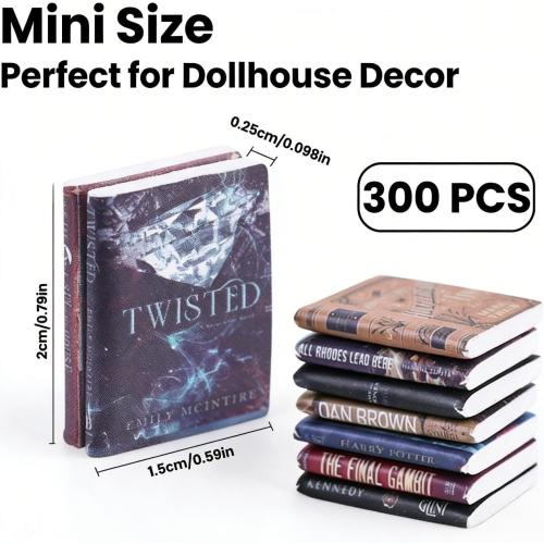 DIYDEC 300pcs Mini Books Miniatures Dollhouse Books for Anxiety Bookshelf Tiny Plastic Books for Dollhouse Decor Accessories DIY Crafting Library Bookshelf Fillers