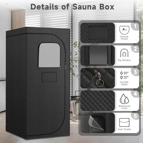 Portable Infrared Sauna Tent for Home, 5-Layer Insulated Dry Sauna with Fast Heating Generator, Red Light Therapy, Folding Chair Waterproof Design for Detox, Relaxation Weight Loss