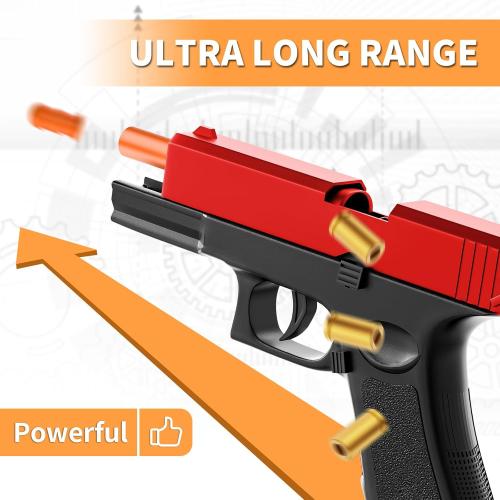 Soft Bullet Toy Gun - Semi-Automatic Mode, Realistic Shell Ejecting Toy Guns, Birthday Gift (Red & Black)