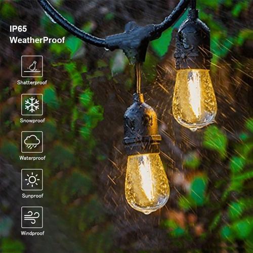 Svater Outdoor String Lights Led 105FT, Commercial Grade Patio Light with 1W Dimmable S14 Shatterproof Bulbs, ETL Listed Heavy-Duty Outside Waterproof Cafe Bistro Market Lighting Warm White