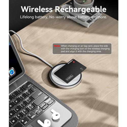 Ultrbeka Wallet Tracker Slim Card Tracker, 0.094in Rechargeable Bluetooth Tracker for Wallets, Passport, Work with Apple Find My, Card Locator- iOS Only [Apple MFi Certified] - 2pcs in 1