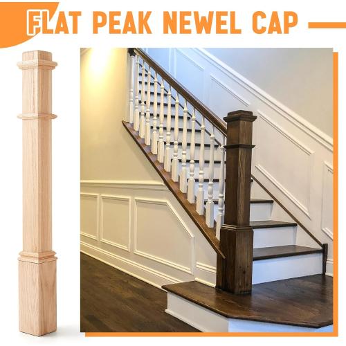 Solid Wood Box Newel 48 Inch Poplar Staircase Newel Posts Wood Stabilizer Plain Style with Pedestal Stair Railing Post Interior Wood Balusters for Stair Remodeling