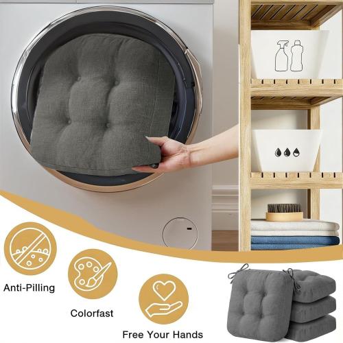 Set of 2 Seat Cushions for Dining, Tufted Indoor Chairs Pads with Ties & Non Slip Backing, Chair Cushion for Kitchen Room(8,2pcs:35x35cm)‼️light dirt and good condition‼️