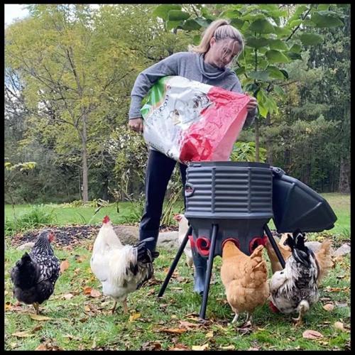 CoopWorx Poultry Feeder - 80 lb Capacity - Adjustable Height - UV Stable - Weather Resistant - 8 Feed Ports - Silo Shaped Design - Rust-Proof - Intended for Chickens/Ducks/Turkeys - Made in USA
