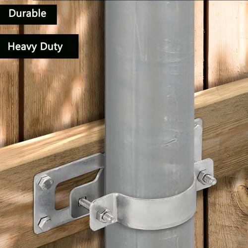 2-3/8 Fence Bracket SupConn (12Pcs), Steel to Wood Fence Brackets,Fence Brackets for Metal Posts,Metal Fence Post Brackets - Fence Post Repair (Include Screws)