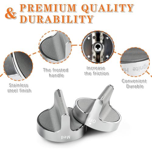 Silver 5 Pack TOMOON 2025 Upgraded W10766544 Gas Stove Knobs Replacements for Whirl.Pool Range Oven WFG540H0ES0 10430807 W10676228 4248219 AP5958476 PS10067059 EAP10067059-Stainless Steel Oven Knobs-5 Pack