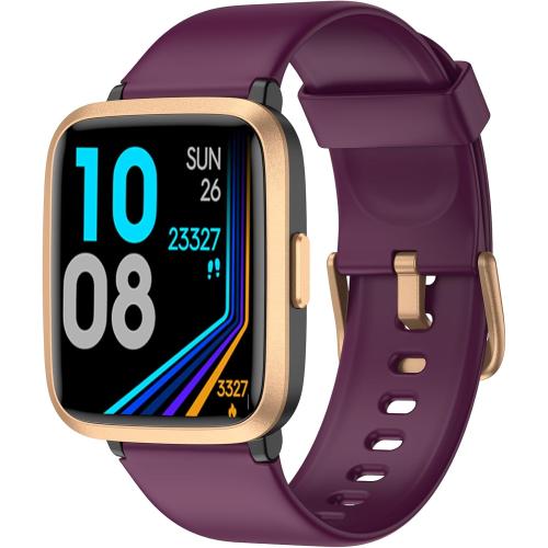 Color Red Fitness Tracker, Fitness Watch with Blood Oxygen, Blood Pressure & Heart Rate Monitor, Steps Calories Counter, Sleep Monitor, Pedometer 50 Meters Waterproof, Smart Watch for Android iPhones