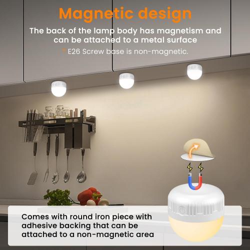 SCOPOW 1PC Rechargeable Light Bulbs with Remote Control Timer and 3 Color Temperature Rechargeable Battery Operated Light Bulb (5W E26 3Colors 1PC)