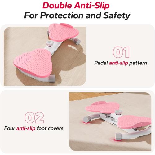 White & Pink MERACH Waist Twister, Ab Machine with 300 lbs Weight Capacity, Abs Workout for Slim Waist and Core Ab Exercise, Noiseless Home Gym Exercise Equipment for Women Men