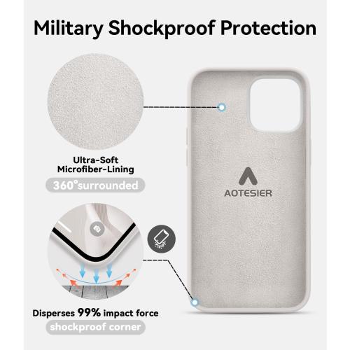 AOTESIER Magnetic for iPhone 13 Pro Max Case, [Compatible with MagSafe] [Military Shockproof Protection] Silicone Phone Case with Soft Anti-Scratch Microfiber Lining, 6.7 inch, Stone