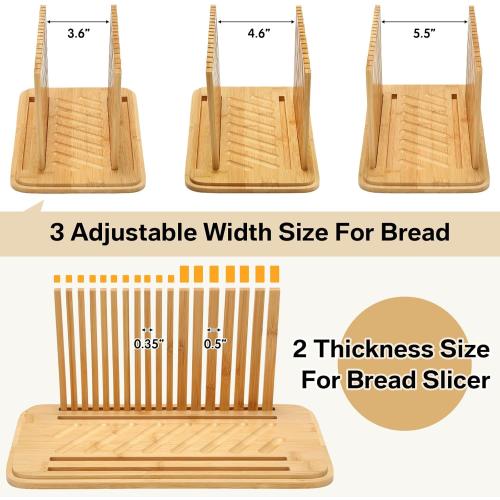 Bread Box with Bread Slicer Storage Container for Kitchen Countertop Food Storage with Multifunction Bamboo Lid, 3 in 1 Breadbox Removable Cut Board for Loaf Slicing (White,Wood, Metal,Bamboo)