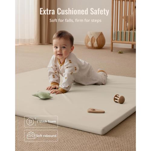 COLOR GREY ❗❗Blissful Diary Vegan Leather Baby Play Mat, 47''x47'',