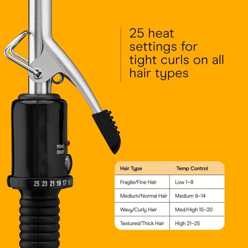 Conair Instant Heat ½ Inch Curling Iron, ½-Inch Barrel Hair Curler Produces Tight Curls, 25 Heat Settings, Dual Voltage, For Use on All Hair Lengths, Black