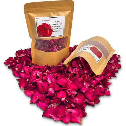 Fortunate Flowers Red Dried Rose Petals for Wedding, 1.75oz/50g Dried Red Flower Petals for Wedding, Real Fresh Dried Rose Flowers Petals for Bath, Confetti, Flower Girl, DIY Crafts, Bridal Shower