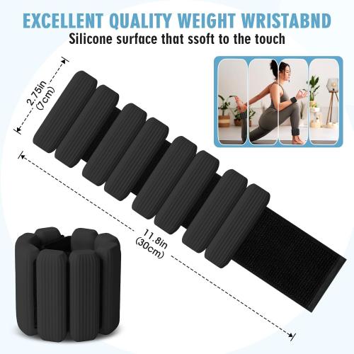 Wrist Weights Set of 2(1Lbs Each), Wearable Wrist Ankle Weights for Women & Men, Adjustable Arm & Leg Weights for Walking, Yoga, Swimming, Gym
