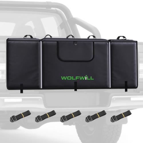 Upgraded Tailgate Bike Pad, Waterproof Truck Tailgate Pad Cover for 5 Mountain Bikes with Reflective Strips Tool Pocket Rear Camera Opening