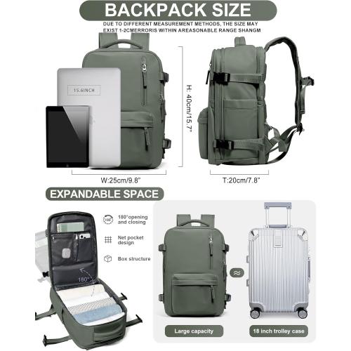 WONHOX Large Travel Backpack Carry on Flight Approved Laptop Work Business Backpack for Women Men Mochila de Viaje