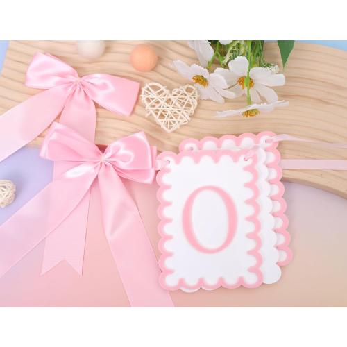 Girls 1st Birthday Decorations - Pink Bow High Chair Banner, Bow First Birthday Photo Props, Cake Smash Party Decorations, Sweet One Highchair Banner