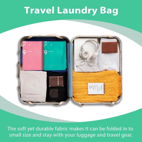 PASHOP Travel Laundry Bags, 2 Pack Waterproof Wet Dry Bags for Dirty Clothes Bags, Washable Camp Laundry Bag Sleepaway Suitable for Traveling