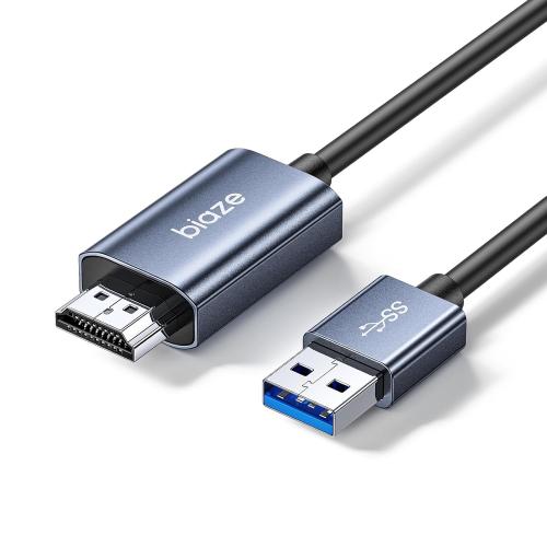 USB 3.0 to HDMI Cable 5Ft, 1080P 60Hz 5Gbps High Speed Cable for Connecting Laptop/PC/PS5/Xbox/Switch to TV/Monitor/Projector, Screen Mirroring and Display Extension (USB to HDMI)