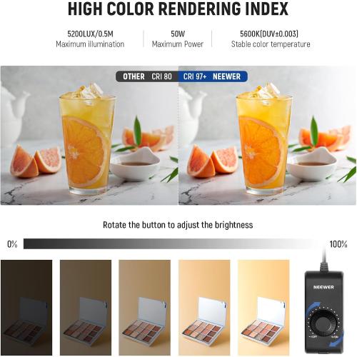 NEEWER 50W Upgraded Photo Studio Light Box, 24x24 Portable Folding Photography Lightbox, 4 Backdrops, 5600K 160 LEDs 5200lx/0.5m Dimmable Picture Booth Shooting Tent for Jewelry Electronics, LP60