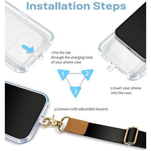 Phone Lanyard Crossbody Wrist Strap, Black Cell Phone Lanyards for around the Neck Wristlet Adjustable Strap for Keys Case ID Badges Accessories