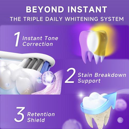 SAKYPRORAL Purple Toothpaste for Ultra Teeth Whitening, Peroxide Free & Fluoride Free, Enamel-Safe for Sensitive Teeth, Instant Brightening, 24-Hour Stain Defense, Fresh Mint, 1 Pack, 3.88 oz