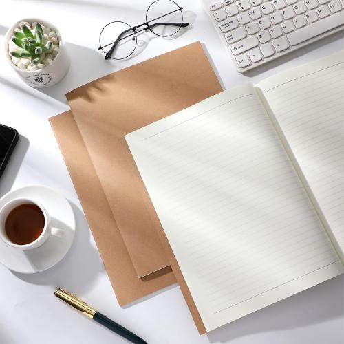 24 Pack Large Kraft Notebooks Bulk, 8.5 x 11 Inch | College Ruled A4, Subject, Diary, Journals, Notebooks, Office Notes Writing Supplies, 60 Pages