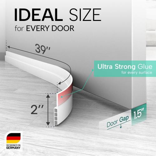 Vellure® Door Draft Stopper for Bottom of Door - Premium Door Sweep for Bottom of Door/Weather Stripping Door Seal (Save Energy – installs Quickly and Easily) Door Strip Ideal for