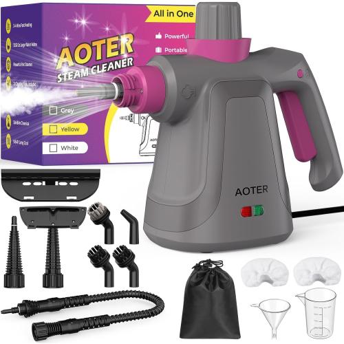 Grey Pressurized Handheld Steam Cleaner, Portable Steam Cleaner Multipurpose for Home, Multi-Surface Steam Cleaner for Tile, Grout, Windows, Bathroom, Kitchen, Car Cleaning, with Accessories
