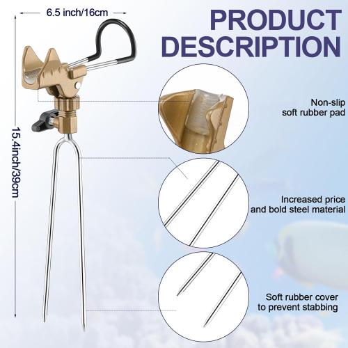 Libima 4 Pieces Fishing Rod Holders for Bank Fishing Upgraded Stainless Steel Fishing Pole Holders 360 Degree Adjustable Fishing Rod Stand for Men Father Beach Fishing Equipment Birthday Gift