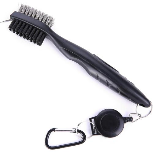 Mile High Life Microfiber Waffle Pattern Golf Towel | Club Groove Cleaner Brush | Foldable Divot Tool with Magnetic Ball Marker (Black Towel/Brush/Fish Divot)