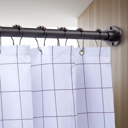 BRIOFOX Industrial Shower Curtain Rod - 2-in-1 Design Tension Curtain Rod - Never Rust Non-Slip 43 to 72 Inch Stainless Steel, Bronze Window Curtain Rod