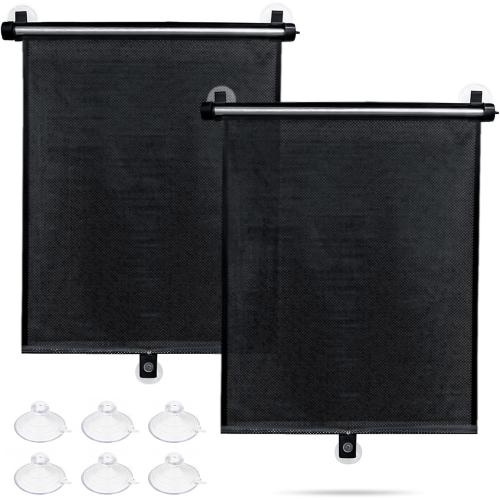 Sfee Car Window Shade for Side Windows, 2 Pack Sun Shade Retractable for Car Blocks Heat and UV Rays Glare Protection Roller Sunshade Visor for Baby, Kids, Pets, Passengers