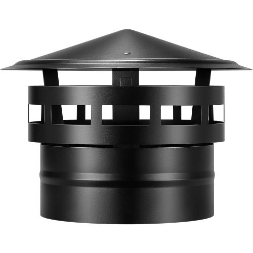 VIVOHOME 8 Cone Top Chimney Cap with Screen, Fireplace Round Chimney Cover, Galvanized Steel Exhaust Rain Caps for Outside, Easy to Install Flue Cap, Black