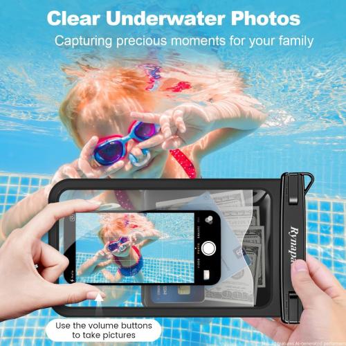 Rynapac Large Waterproof Phone Pouch [Up to 10] - 2 Pack IPX8 Waterproof Phone Case for iPhone 17 16 15 Pro Max Galaxy S26 Ultra, Touchscreen & Underwater Photography, Beach Cruise Essentials 2026