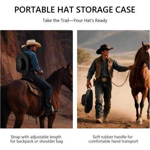 Anysiny Cowboy Hat Box for Travel-Crush Proof Hat Travel Case for Cowboy Hats Holder Storage Box Organizer Cap Carrier with Adjustable Carry Strap