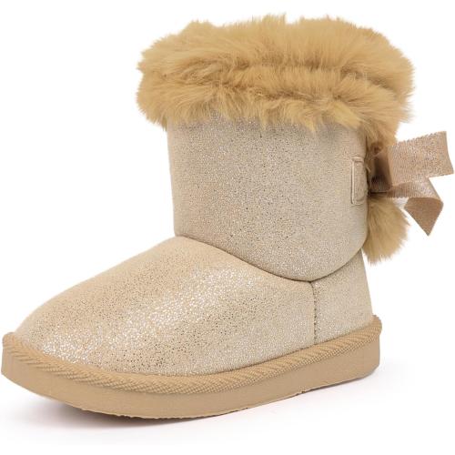 FANTURE Toddler Snow Boots for Girls Boys Winter Warm Fur Lined Kids Non Slip Outdoor Shoes (Toddler/Little Kid)